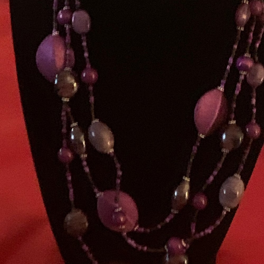 Plum wine 22 inches beaded  three tiers necklace